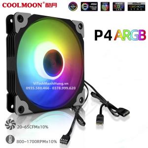Quạt CoolMoon P4 – 12cm – ARGB – 4 pin PWM – 1800 rpm.