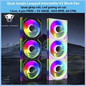 Quạt Jungle Leopard Interstellar V2 Block Fan, Quạt ghép nối, Led gương vô cực, 12cm, 4 pin PWM + 5V ARGB, 1850 RPM, 68 CFM.