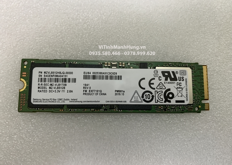 SSD Samsung PM981A – 512G – NVME M2 2280 ( Đọc / Ghi: 3500 / 3000 MB/s )