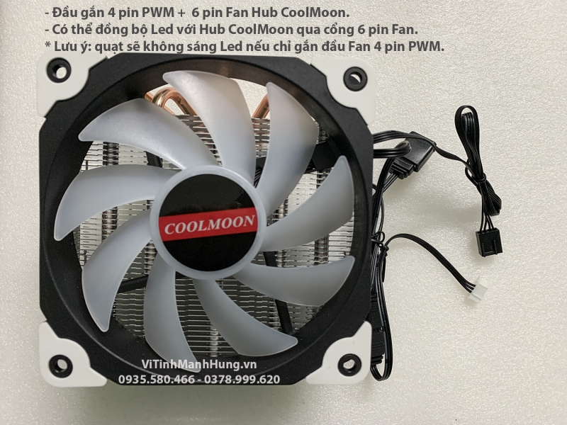 Tản nhiệt chip CPU CoolMoon T500 – Topdown, 5 ống đồng ( Intel – AMD ).
