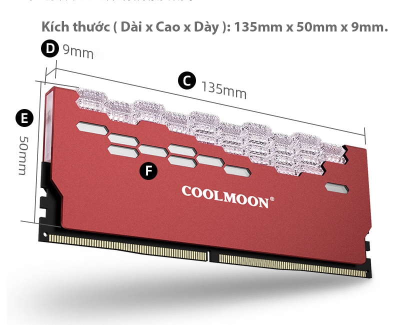 Tản nhiệt Ram CoolMoon RA-2, Led 5V-ARGB, Led đồng bộ Mainboard hoặc Hub CoolMoon.