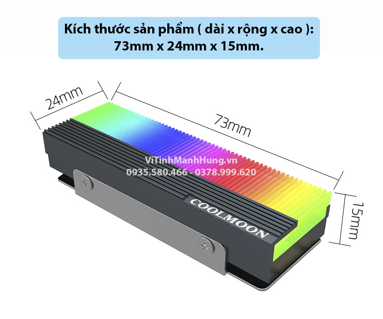 Tản nhiệt SSD M2 2280 CoolMoon CM-M2A, Led 5V ARGB, đồng bộ Hub CoolMoon hoặc Mainboard.