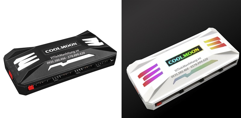 Quạt CoolMoon P-AS2, 4 pin PWM + 5V ARGB, 12cm, 1800rpm, Led tâm + vòng ngoài, mẫu mới 2022.