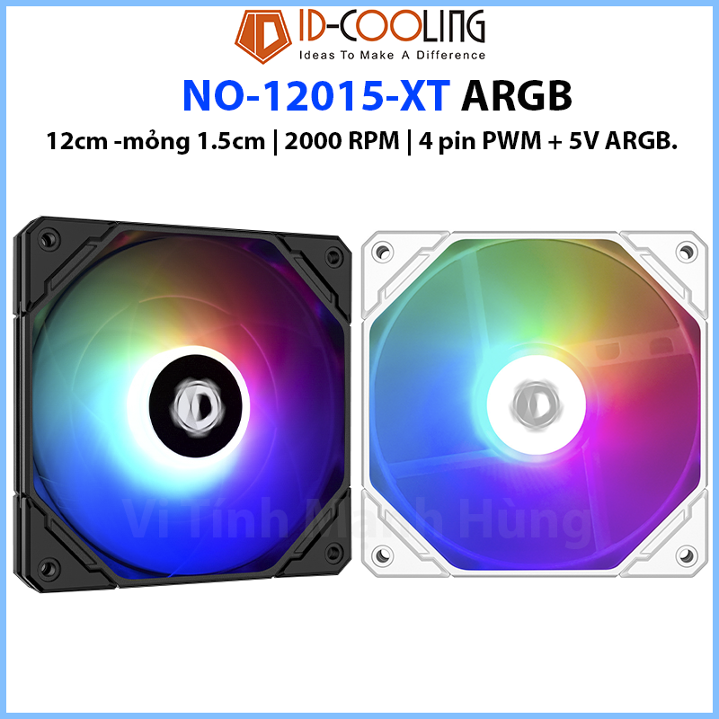 Quạt ID-Cooling NO-12015-XT | NO-12015-XT ARGB, 12cm, 4 pin PWM, 2000 rpm, mỏng 1.5cm.